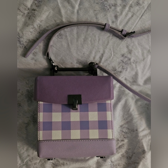 Botkier Handbags - Botkier Purple and Cream Crossbody Bag with Gingham Pattern